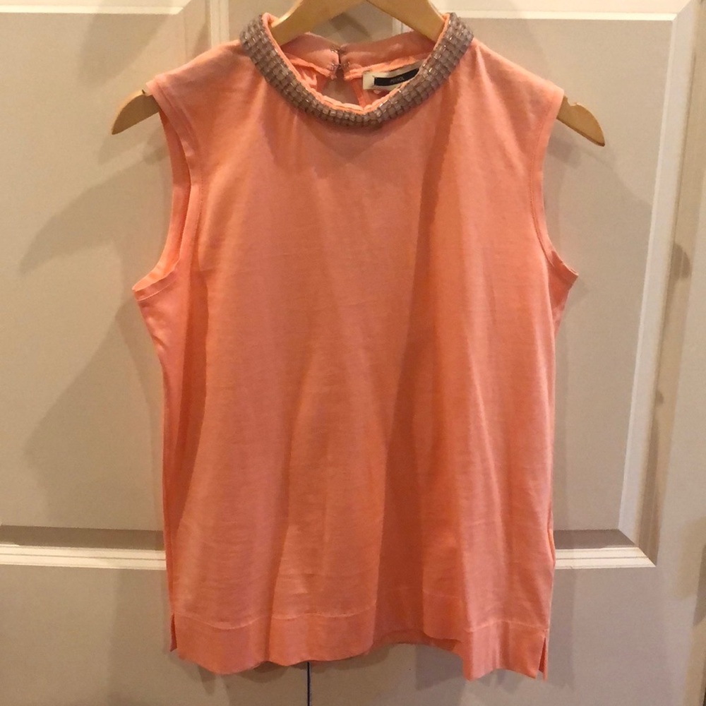 Beaded Coral Sleeveless Blouse NWT